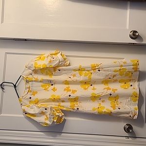 A New Day Target Dress White with yellow flowers short puff sleeves size Medium